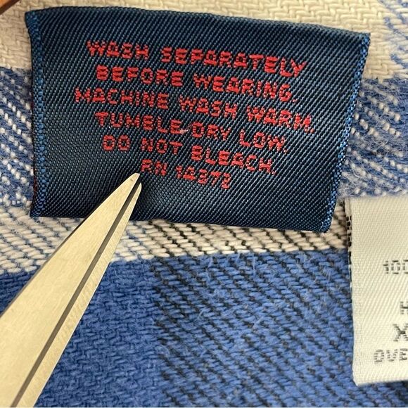 Vintage 90s Dakota Plaid Heavyweight Flannel Shirt Long Sleeve Blue Size XL Tall - Picture 4 of 16